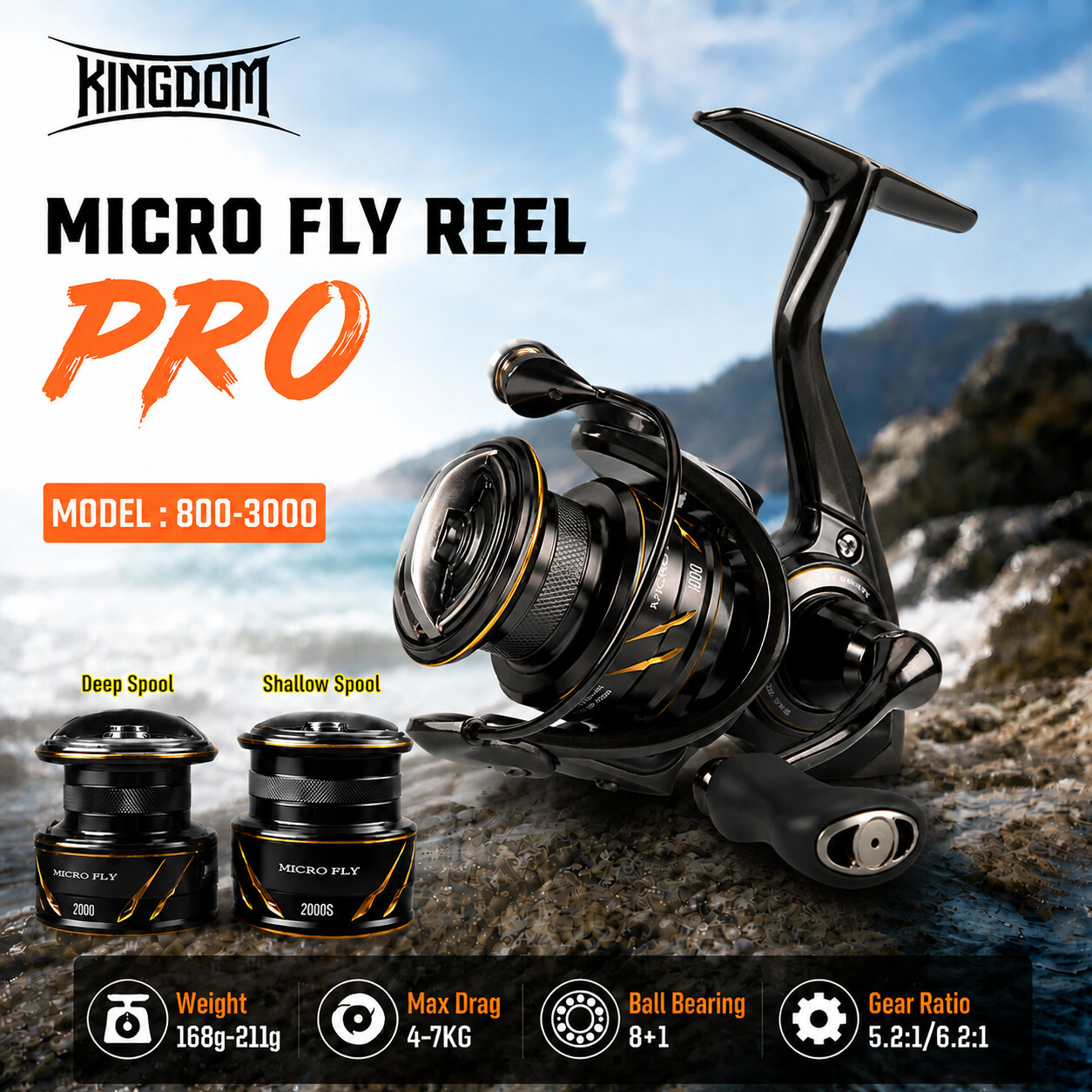 Abu Garcia Reel Max - Kingdom Micro Fly Pro Angelrolle, ultraleicht,