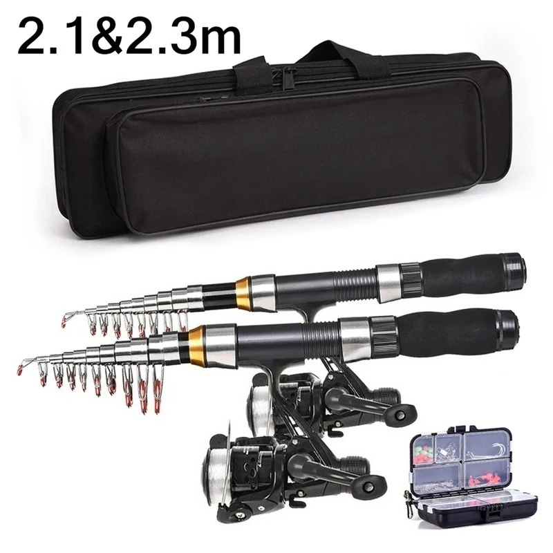 Fishing Rod Combo - BRAVMAK 2,1/ 2,3 mTeleskop Angelrute Reel